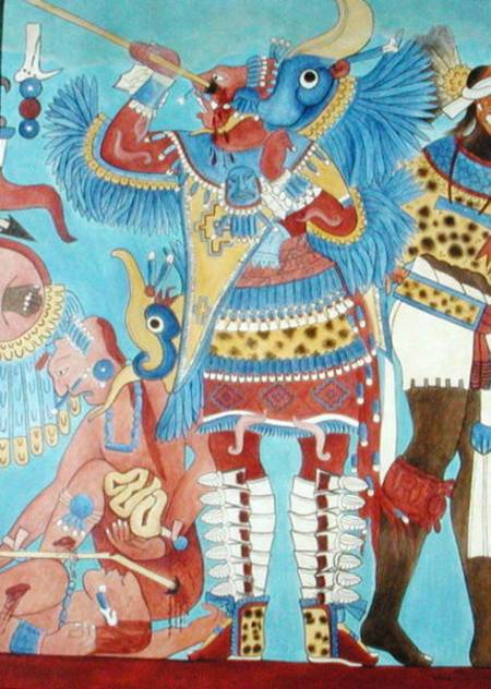 Reproduction of a Mural at Cacaxtla, Mexico from Pre-Columbian
