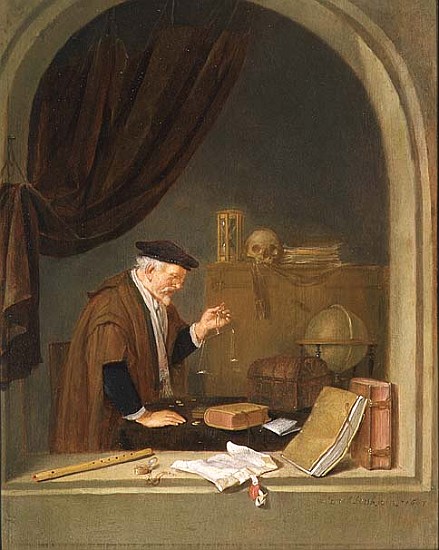 An Old Man Weighing Gold from Quiringh Gerritsz. van Brekelenkam