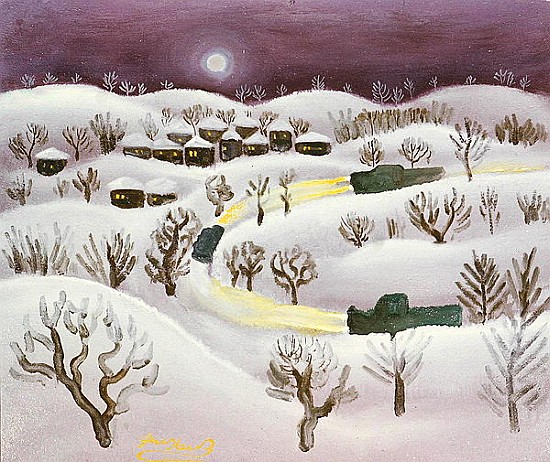 Winter Night, 1971 (oil on canvas)  from Radi  Nedelchev