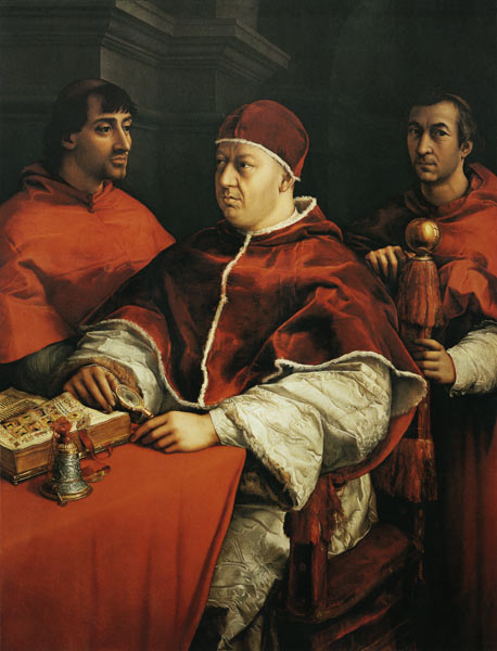 Portrait Leos X. with the cardinals Giulio de 'Medici and Luigi de' Rossi from Raffaello Sanzio da Urbino