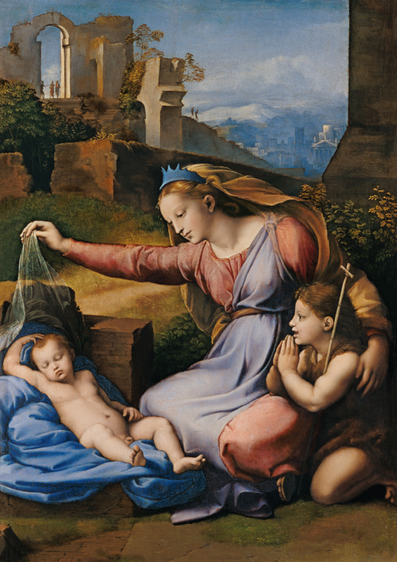 Madonna with sleeping child and St. of Johannes (Madonna with the diadem) from Raffaello Sanzio da Urbino