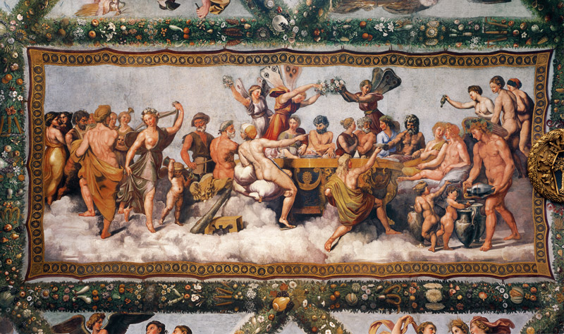 The Banquet of the Gods, Ceiling Painting of the Courtship and Marriage of Cupid and Psyche from Raffaello Sanzio da Urbino