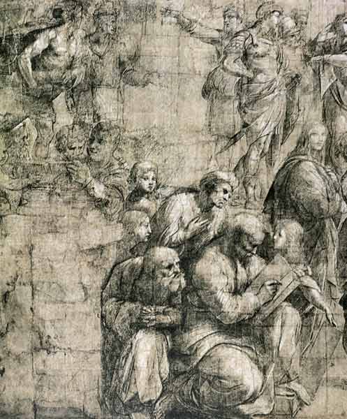 Pythagoras, detail from the cartoon for the 'School of Athens' from Raffaello Sanzio da Urbino