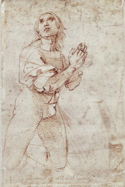 Figurenstudie of a praying young man. Drawing