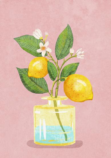 Lemon Bunch In Vase