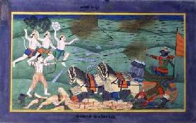 The Battle of Lanka (Ceylon), between Rama and Ravana, King of the Rakshasas, from the 'Ramayana'