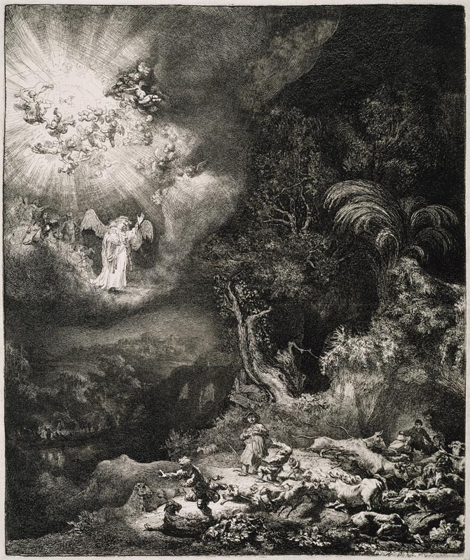 The Angel Appearing to the Shepherds from Rembrandt van Rijn
