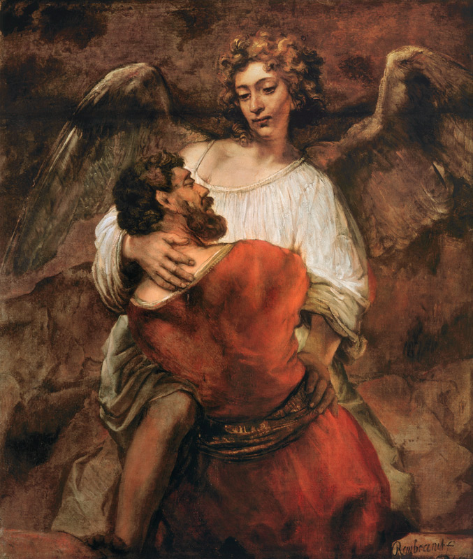 Jakob's fight with the angel from Rembrandt van Rijn
