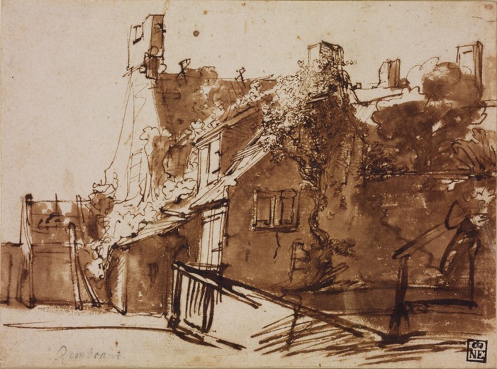 Farmhouse in Sunlight from Rembrandt van Rijn