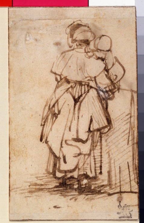 Woman with a Child on Her Lap from Rembrandt van Rijn