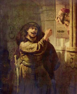 Simson threatens his father-in-law from Rembrandt van Rijn