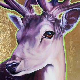 Deer, pink and gold