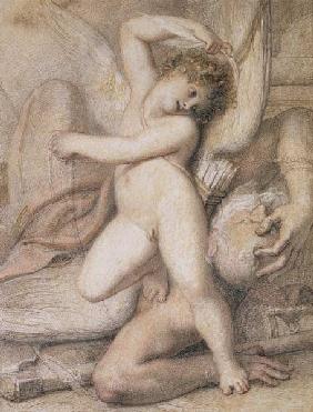 Cupid Plucking the Wings of Time (pencil, red chalk and w/c on