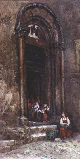 The side door of the Church of Santa Guiliana at Aquila degli Abruzzi