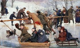 A Merry-Go-Round on the Ice, 1888 (w/c)