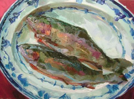 Two Fish on a Porcelain Plate