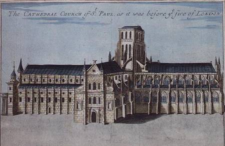 St. Paul's Cathedral before it was destroyed by the Fire of London from 'A Book of the Prospects of from Robert Morden