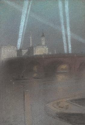 War Searchlights over London Bridge