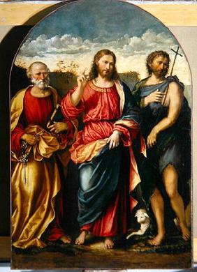 Christ with St. John the Baptist and St. Peter (oil on canvas)