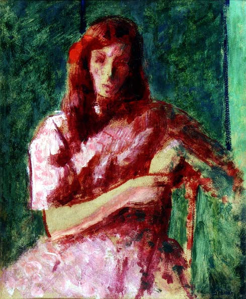 A Sad Young Girl (The Red Lady) (oil on board)  from Roderic O'Conor