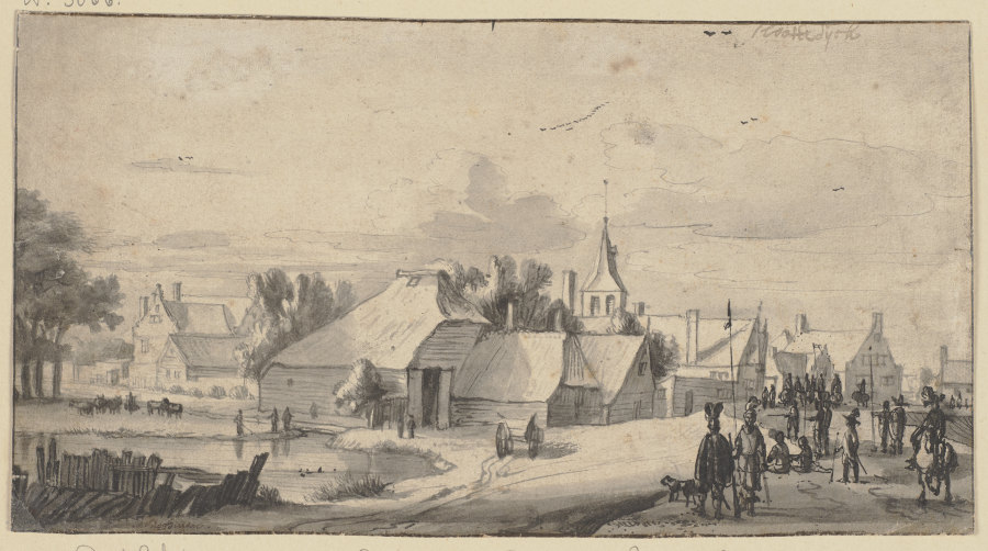 Das Dorf Sloterdyk zur Zeit des Durchzuges der Truppen des Prinzen Wilhelm II von Oranien im Jahre 1 from Roelant Roghman