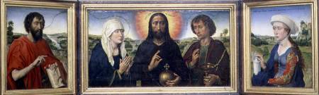 The Braque Family Triptych: (LtoR) St. John the Baptist, Christ the Redeemer between the Virgin and from Rogier van der Weyden