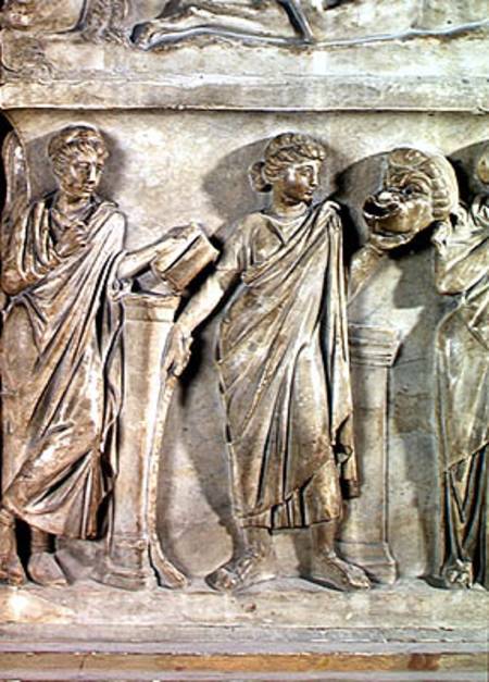 Sarcophagus of the Muses, detail of Clio and Thalia from Roman