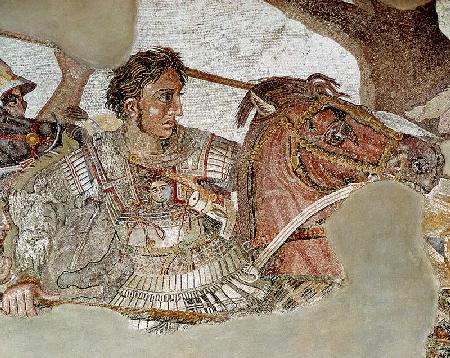 The Alexander Mosaic, detail depicting Alexander the Great (356-323 BC) at the Battle of Issus again