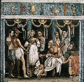 Actors rehearsing for a Satyr play, c.62-79 AD (mosaic)