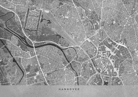 Gray vintage map of Hannover downtown Germany