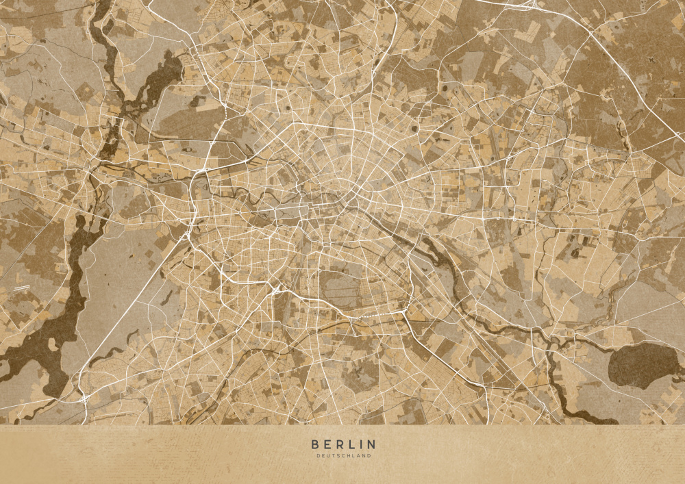 Sepia vintage map of Berlin in Germany from Rosana Laiz Blursbyai