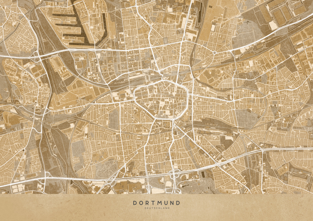 Sepia vintage map of Dortmund Germany from Rosana Laiz Blursbyai