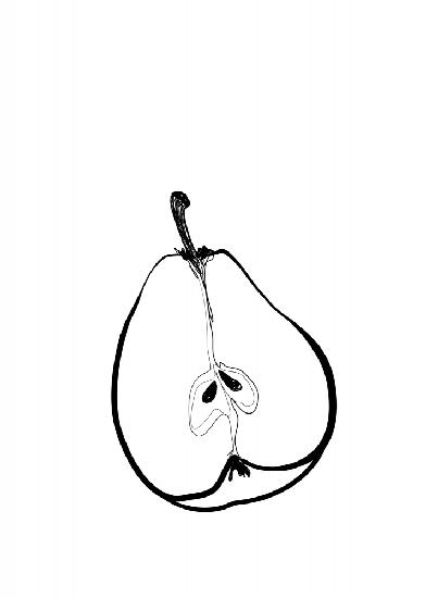Line art half pear