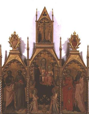 Madonna and Child enthroned with Saints (tempera on panel) from Rossello di Jacopo Franchi