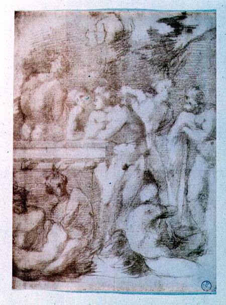 Study of nude men in conversation (red chalk) from Rosso Fiorentino