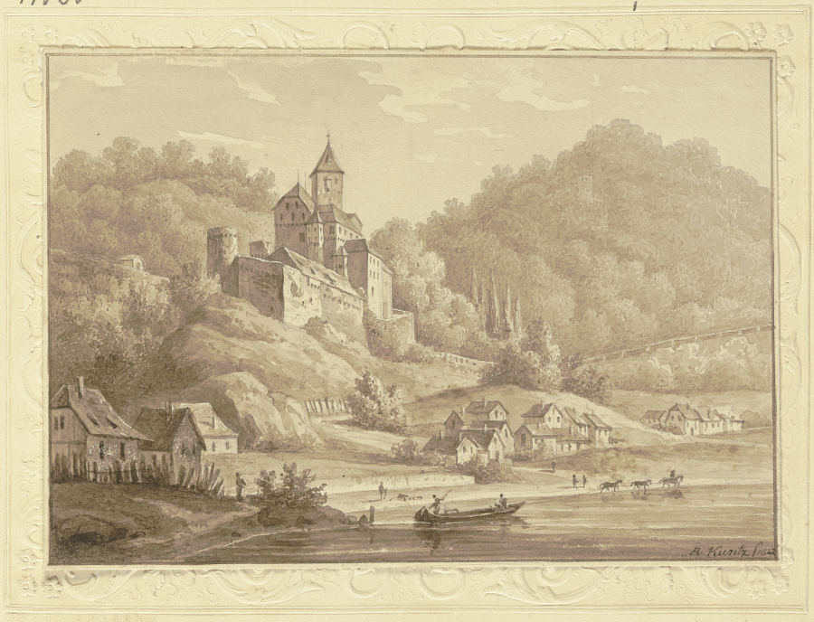 Burg auf einem Hügel an einem Fluss from Rudolf Kuntz