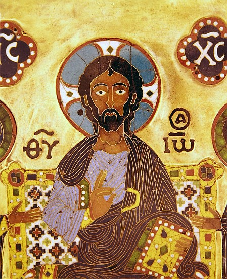 Christ Enthroned (cloisonne enamel) from Russian School