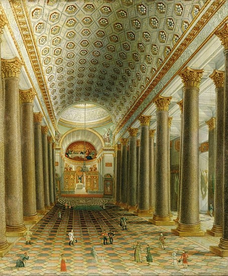 Interior view of the Kazan Cathedral in St. Petersburg from Russian School