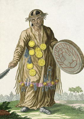 A Mongol Shaman, 1820 (coloured engraving) from Russian School, (19th century)