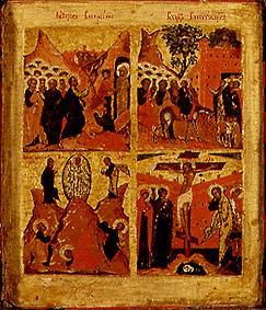 Auferweckung of the Lazarus, move of Jesu in Jerusalem, transfiguration Christi, crucifixion triptyc from russisch Ikone