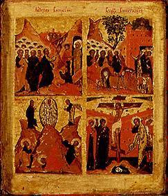Auferweckung of the Lazarus, move of Jesu in Jerusalem, transfiguration Christi, crucifixion triptyc