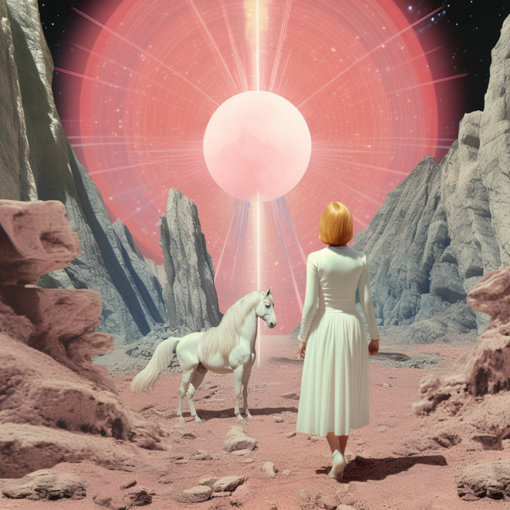 White Horse Time Travel Collage Art from Samantha Hearn