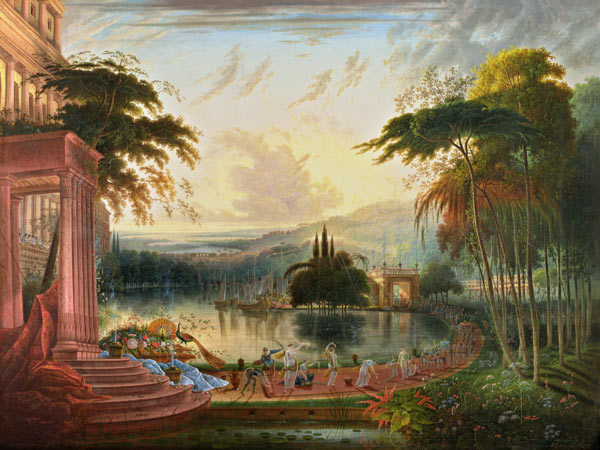A Romantic Landscape with the Arrival of the Queen of Sheba from Samuel Colman