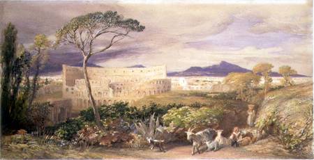 The Colosseum and Alban Mount (w/c and gouache over pencil, chalk and from Samuel Palmer