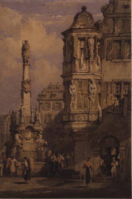 The Market Square, Wurzburg, Bavaria from Samuel Prout