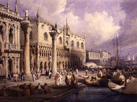 The Molo and the Doges' Palace, Venice from Samuel Prout