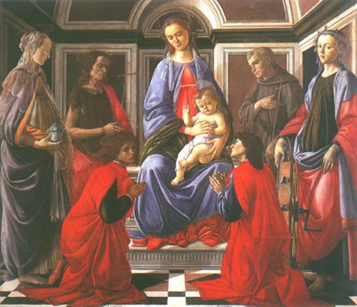 Madonna with child and six saints from Sandro Botticelli