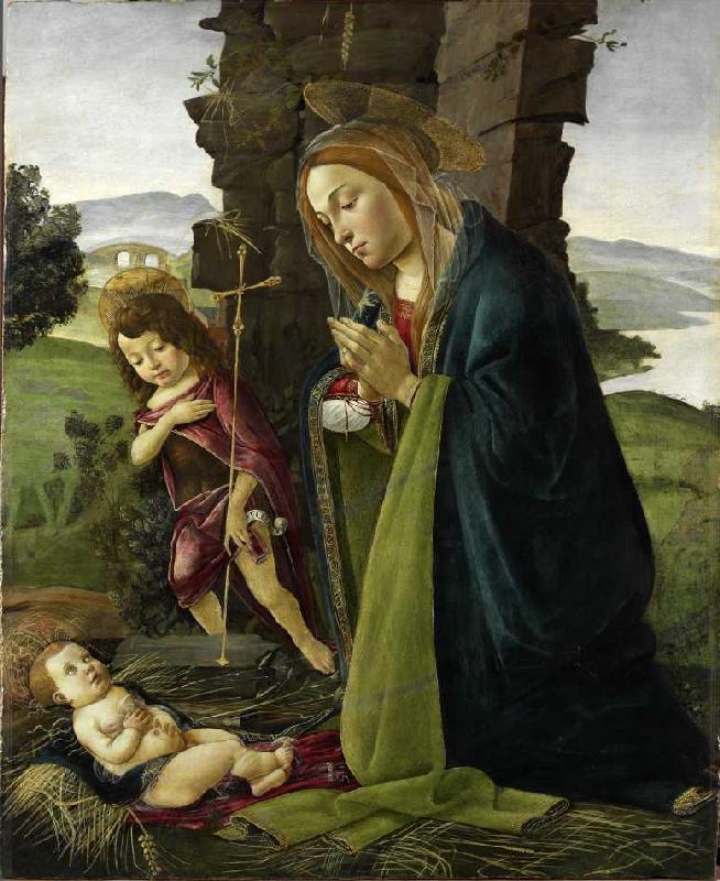 Maria, das Kind anbetend, mit Johannesknaben. from Sandro Botticelli