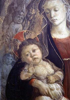 The Madonna and Child in Glory, detail of of Child, 1468 (tempera on panel) (detail of 85673) from Sandro Botticelli