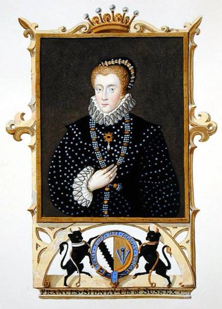 Portrait of Frances Sidney (d.c.1589) Countess of Sussex from 'Memoirs of the Court of Queen Elizabe from Sarah Countess of Essex